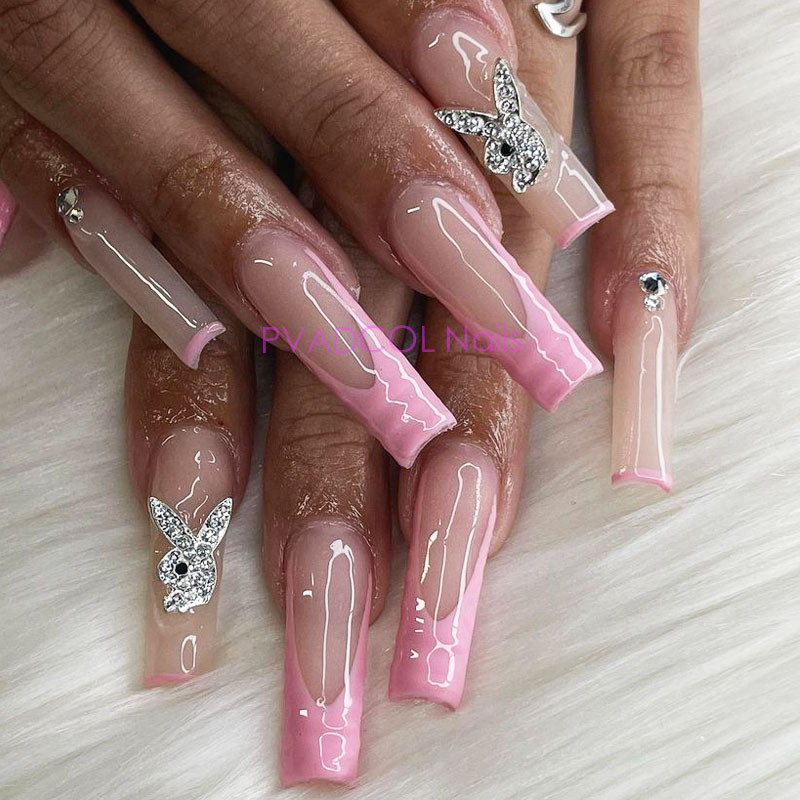 10 vnt Prabangūs nagų papuošimai aukso lydinio zuikis Blizgučiai krištoliniai krištoliniai DIY papuošalai manikiūras 3D nagų dailės dekoravimo priedai