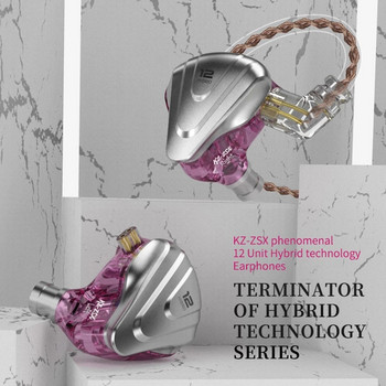 KZ ZSX Terminator Metal Headset 5BA 1DD Hybrid 12 drivers HIFI Bass Earbuds In-ear Monitor Ακουστικά ακύρωσης θορύβου ZAS ZAX