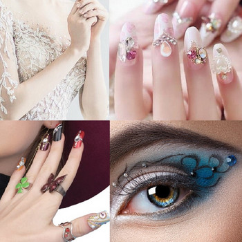 SS3-SS12 1440бр. Glitter 3D Non HotFix FlatBack Glass Pixie Nail Art Clear Crystal AB Стрази Блестящи скъпоценни камъни Аксесоари за маникюр