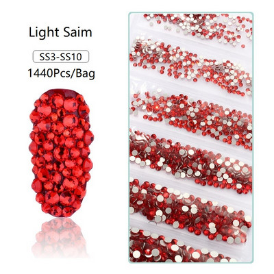 SS3-SS12 1440db Glitter 3D Non HotFix FlatBack Glass Pixie Nail Art Clear Crystal AB strassz fényes drágakő manikűr kiegészítők