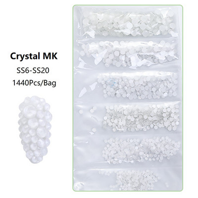 SS3-SS12 1440db Glitter 3D Non HotFix FlatBack Glass Pixie Nail Art Clear Crystal AB strassz fényes drágakő manikűr kiegészítők