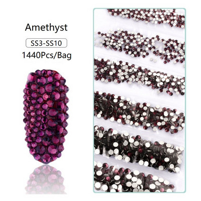 SS3-SS12 1440db Glitter 3D Non HotFix FlatBack Glass Pixie Nail Art Clear Crystal AB strassz fényes drágakő manikűr kiegészítők