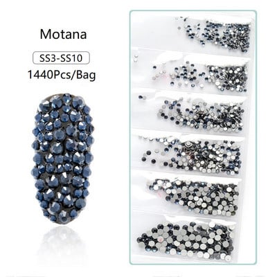 SS3-SS12 1440db Glitter 3D Non HotFix FlatBack Glass Pixie Nail Art Clear Crystal AB strassz fényes drágakő manikűr kiegészítők