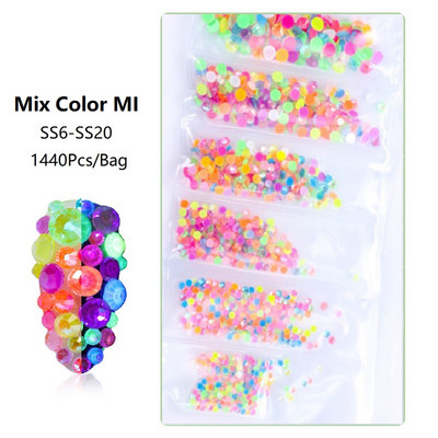 SS3-SS12 1440db Glitter 3D Non HotFix FlatBack Glass Pixie Nail Art Clear Crystal AB strassz fényes drágakő manikűr kiegészítők