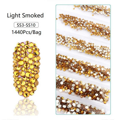 SS3-SS12 1440db Glitter 3D Non HotFix FlatBack Glass Pixie Nail Art Clear Crystal AB strassz fényes drágakő manikűr kiegészítők