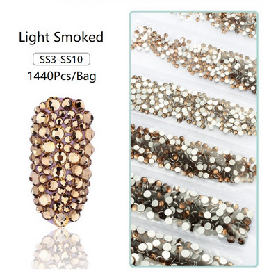 SS3-SS12 1440db Glitter 3D Non HotFix FlatBack Glass Pixie Nail Art Clear Crystal AB strassz fényes drágakő manikűr kiegészítők