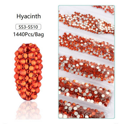 SS3-SS12 1440db Glitter 3D Non HotFix FlatBack Glass Pixie Nail Art Clear Crystal AB strassz fényes drágakő manikűr kiegészítők