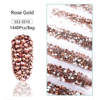 SS3-SS12 1440db Glitter 3D Non HotFix FlatBack Glass Pixie Nail Art Clear Crystal AB strassz fényes drágakő manikűr kiegészítők