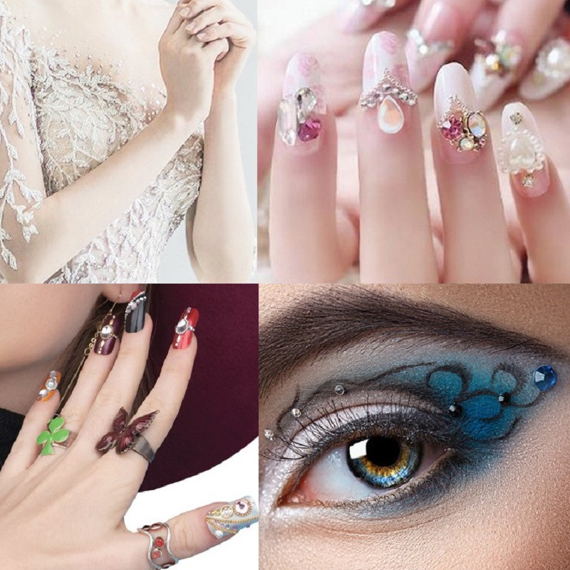SS3-SS12 1440db Glitter 3D Non HotFix FlatBack Glass Pixie Nail Art Clear Crystal AB strassz fényes drágakő manikűr kiegészítők