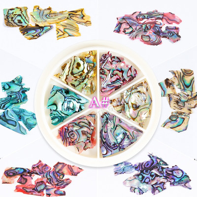 6 farieb/koliesko 3D meniace sa farby Abalone Prírodné úlomky morských mušlí Textúra Nail Art Flitre Dekorácia Plátok DIY Manikúra AB