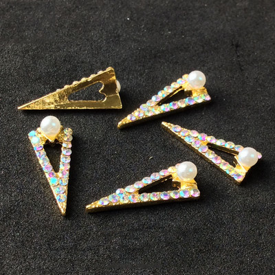 10 komada Drevna metalna legura za nokte-7*18mm 3D V oblik Jewley sa cirkonima i kamenčićima Šarm vrhovi za nokte DIY ukrasi za manikuru &*&