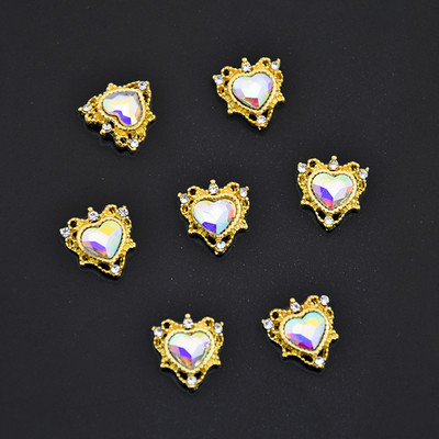 10 komada Drevna metalna legura za nokte-7*18mm 3D V oblik Jewley sa cirkonima i kamenčićima Šarm vrhovi za nokte DIY ukrasi za manikuru &*&