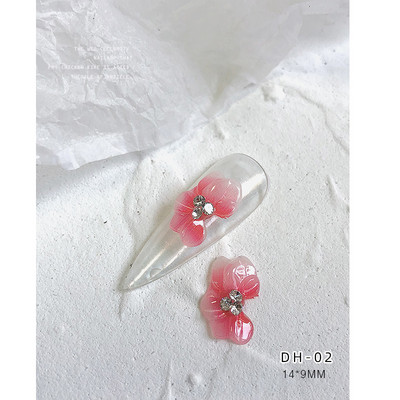 10GB sānu puķes 3D akrila ziedi nagu mākslas rotājumi (ar pērļu rhinestone) Floret nagu juvelierizstrādājumi 3D ziedu ziedlapu skalas stils