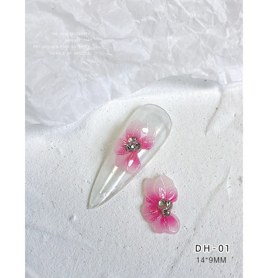 10GB sānu puķes 3D akrila ziedi nagu mākslas rotājumi (ar pērļu rhinestone) Floret nagu juvelierizstrādājumi 3D ziedu ziedlapu skalas stils