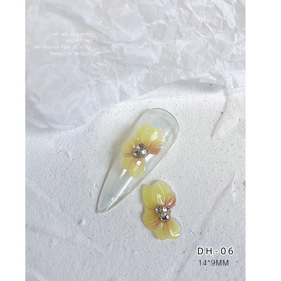 10GB sānu puķes 3D akrila ziedi nagu mākslas rotājumi (ar pērļu rhinestone) Floret nagu juvelierizstrādājumi 3D ziedu ziedlapu skalas stils
