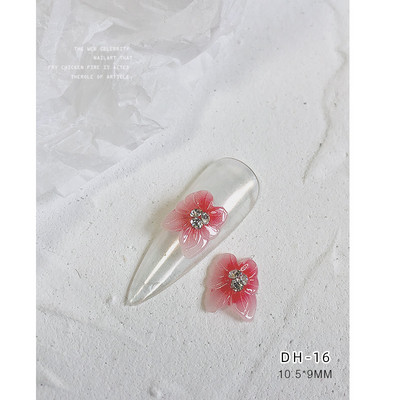 10GB sānu puķes 3D akrila ziedi nagu mākslas rotājumi (ar pērļu rhinestone) Floret nagu juvelierizstrādājumi 3D ziedu ziedlapu skalas stils
