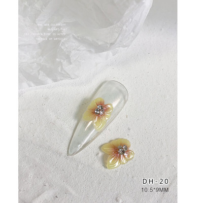 10GB sānu puķes 3D akrila ziedi nagu mākslas rotājumi (ar pērļu rhinestone) Floret nagu juvelierizstrādājumi 3D ziedu ziedlapu skalas stils
