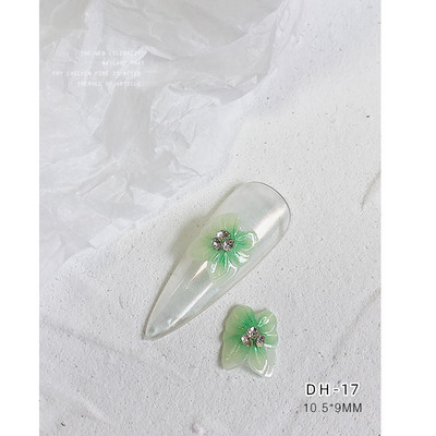 10GB sānu puķes 3D akrila ziedi nagu mākslas rotājumi (ar pērļu rhinestone) Floret nagu juvelierizstrādājumi 3D ziedu ziedlapu skalas stils