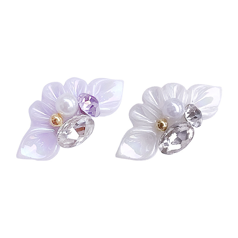 10 vnt šoninių gėlių 3D akrilo gėlės nagų dailės puošmena (su perlų kalnų krištoliniu akmeniu) Floret nagų papuošalai 3D gėlių žiedlapių mastelio stilius