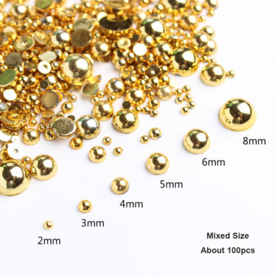 100 komada Punk srebrni biserni ukrasi za nokte 3D gotički dizajn Tamni kamenčići za nokte Natprirodni savjeti za manikuru Potrepštine za ukrašavanje noktiju