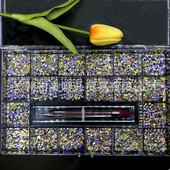 2000PC (20*100) Crystal AB vještački dijamant u mrežicama 20 oblika s ravnom poleđinom za nokte s 1 olovkom u prozirnoj velikoj kutiji &*&