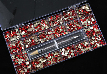 2000PC (20*100) Crystal AB Rhinestone In Grids 20 Shape Flat-back Nail Art Rhinestone with 1 Pick Up Pen In Clear Big Box &*&