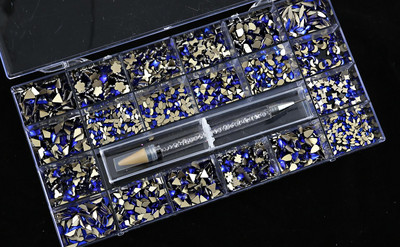 2000PC (20*100) Crystal AB vještački dijamant u mrežicama 20 oblika s ravnom poleđinom za nokte s 1 olovkom u prozirnoj velikoj kutiji &*&