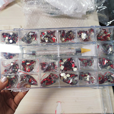 2000PC (20*100) Crystal AB vještački dijamant u mrežicama 20 oblika s ravnom poleđinom za nokte s 1 olovkom u prozirnoj velikoj kutiji &*&