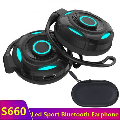 Căști sport fără fir compatibile cu Bluetooth TWS Control tactil Fone De Ouvido Căști de jocuri cu LED colorate pentru alergare Ciclism