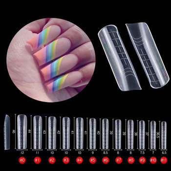 60Pcs Russian Nail Forms Quick Extension Nail Tips System Poly UV Nail Builder GEL Ακρυλικό Διακόσμηση Καλούπιας Μορφής Κλιπ