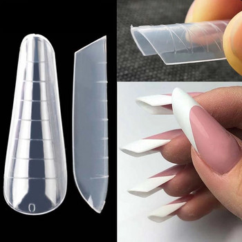 60Pc Upper Form Mold Extension Poly UV Gel Top Nail Tips Tools Пълно покритие Nail Systerm Двойни форми за многократна употреба Маникюр за нокти