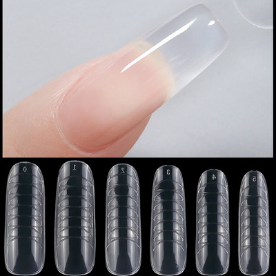 60Pc Upper Form Mold Extension Poly UV Gel Top Nail Tips Tools Пълно покритие Nail Systerm Двойни форми за многократна употреба Маникюр за нокти