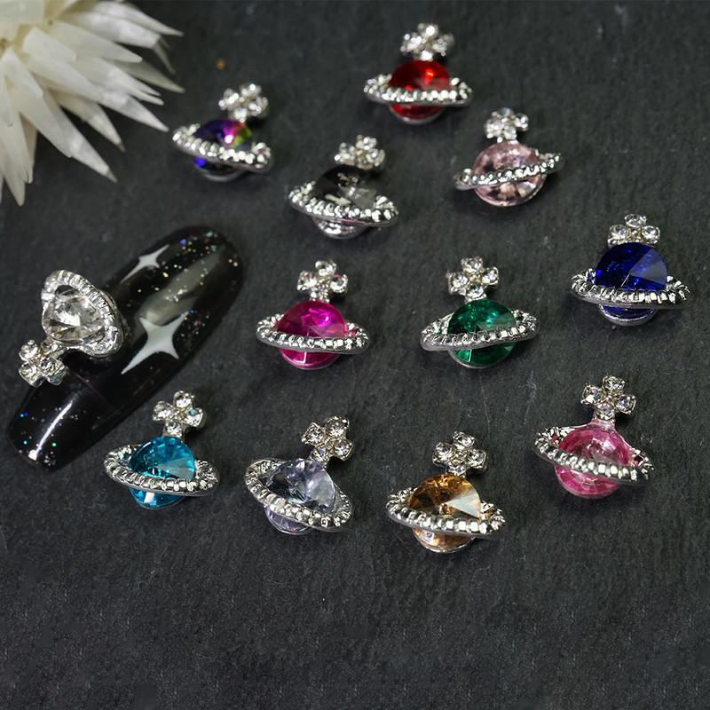 10 komada planeta šarm za nokte legura nakit luksuzni dijamanti dijelovi za nokte dragulji kamenje kristalna umjetnost diy dekoracija kamenčići manikura