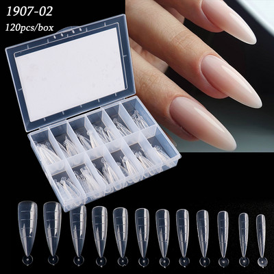 120db Dual Forms Mandula műköröm tippek Stiletto körömhosszabbító formák Akrigél ujj gyors építő klipek manikűr eszközök GL1907