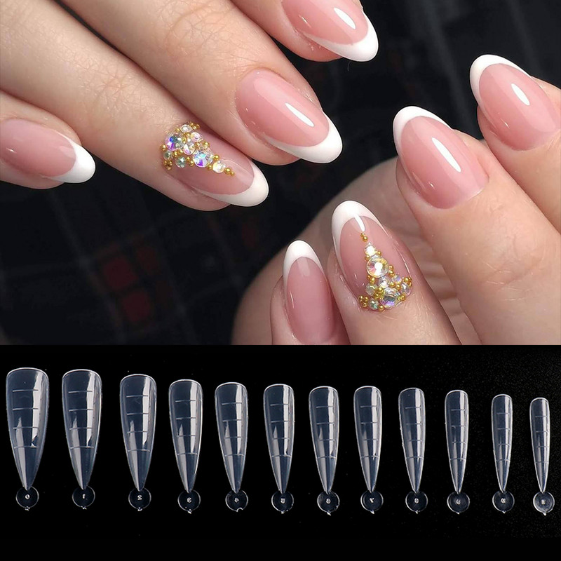 120db Dual Forms Mandula műköröm tippek Stiletto körömhosszabbító formák Akrigél ujj gyors építő klipek manikűr eszközök GL1907