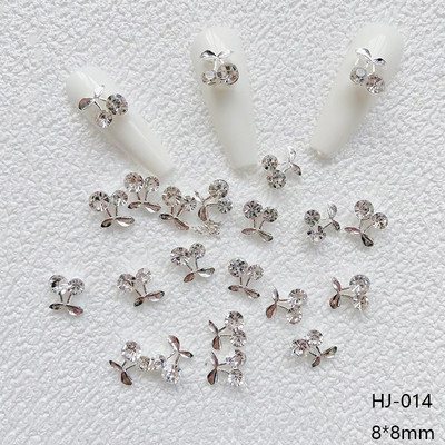 20 ks/sada 3D zliatina s lesklými kamienkami, kovové červené čerešňové zdobenie nechtov, mini prívesok, luxusný klenot, manikúra, DIY príslušenstvo