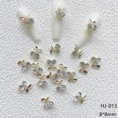 20 ks/sada 3D zliatina s lesklými kamienkami, kovové červené čerešňové zdobenie nechtov, mini prívesok, luxusný klenot, manikúra, DIY príslušenstvo