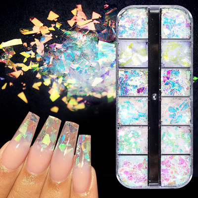 Русалка Nail Art Пайети Блестяща цветна декорация от люспи за аксесоари за маникюр Направи си сам Консумативи за нокти на прах за професионалисти