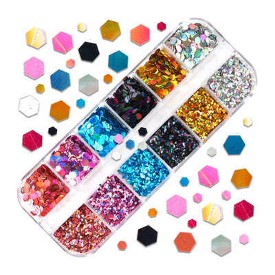 Sirena Nail Art Šljokice Svjetlucavi šareni ukras od pahuljica za DIY pribor za manikuru Potrošni materijal za nokte u prahu za profesionalce