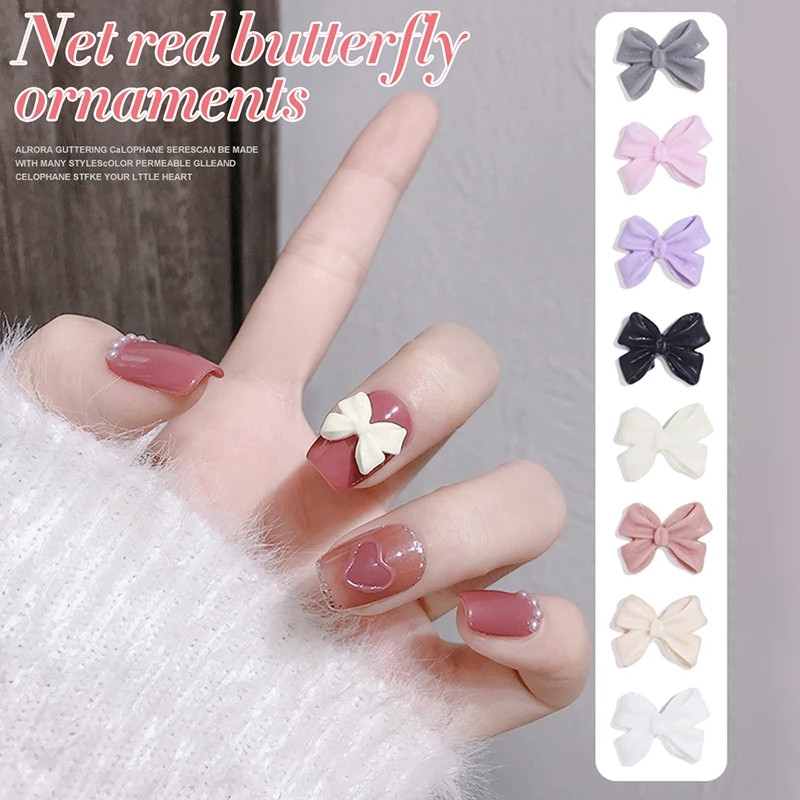100 komada Ljetni Kawaii Bowknot Nail Art Charms Lovely Fairy Resin Ribbon Bow Nail Art Decoration Flatback Bowknot Dijelovi za manikuru R9