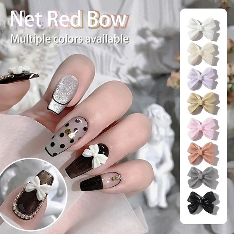 100 komada Ljetni Kawaii Bowknot Nail Art Charms Lovely Fairy Resin Ribbon Bow Nail Art Decoration Flatback Bowknot Dijelovi za manikuru R9