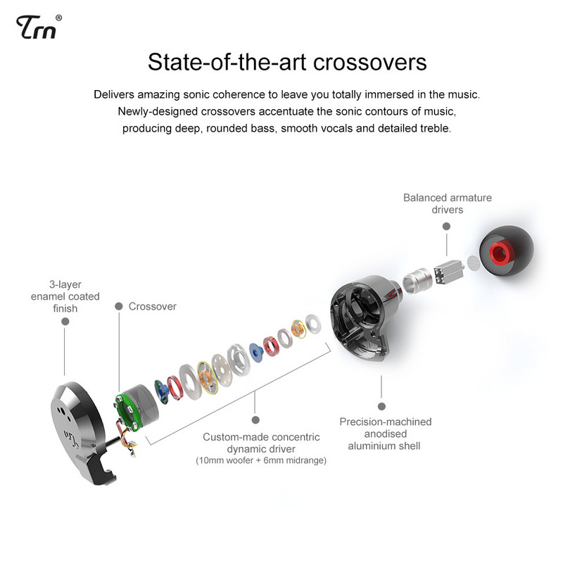 TRN V80 2BA+2DD hibridinė ausinė į ausines HIFI DJ monitorius, veikiantis sportinis ausinių ausinių kištukas su 2PIN nuimama V90\BA5\T3\ST