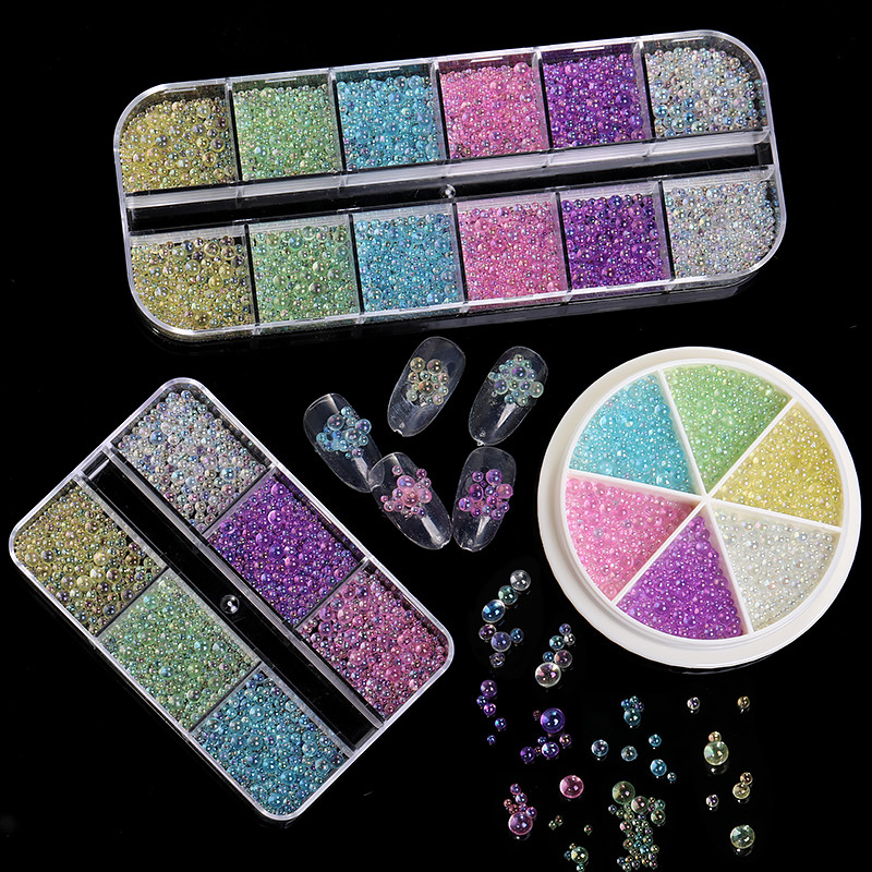 1 kutija Mješavina veličine Aurora prozirne višebojne mjehuriće kavijar perle za nokte Sjajno staklo Kristalni kamenčići Korejsko ljeto Nail픽시스톤