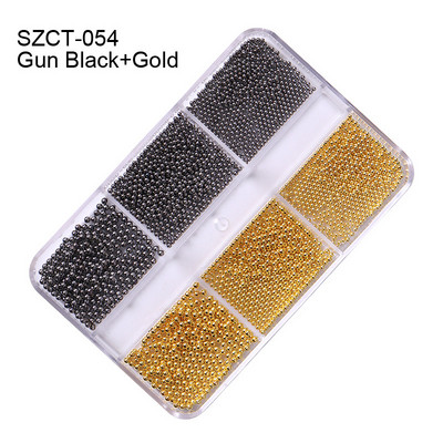 6 grile/cutie Nail Art profesional din oțel inoxidabil Mini auriu și argintiu Rose Gold Metal Mini caviar margele pentru unghii Decor 3D DIY