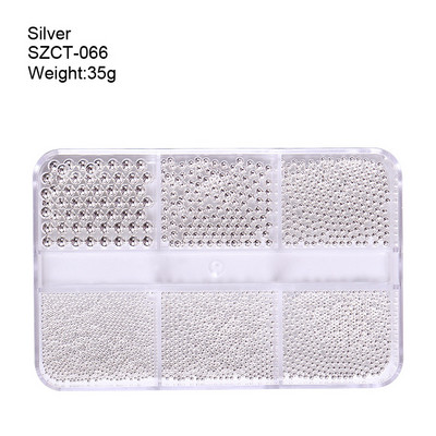 6 grile/cutie Nail Art profesional din oțel inoxidabil Mini auriu și argintiu Rose Gold Metal Mini caviar margele pentru unghii Decor 3D DIY