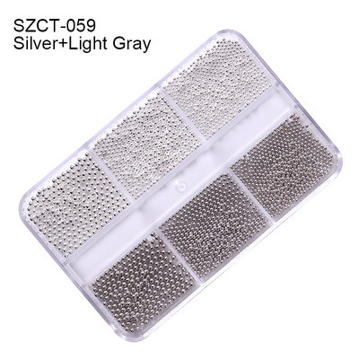 6 grile/cutie Nail Art profesional din oțel inoxidabil Mini auriu și argintiu Rose Gold Metal Mini caviar margele pentru unghii Decor 3D DIY