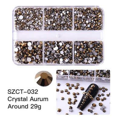 6 grile/cutie Nail Art profesional din oțel inoxidabil Mini auriu și argintiu Rose Gold Metal Mini caviar margele pentru unghii Decor 3D DIY
