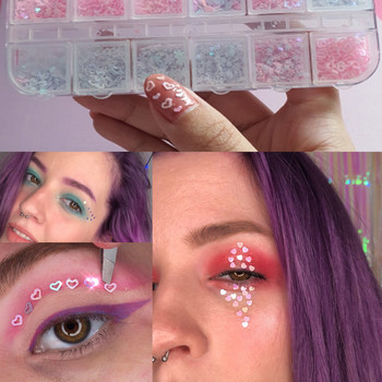 Пайети Holographic Holo Love Star Pink White Nail Body Art Glitter Box Нокти с пайети Paillette Flakes Декорация Инструменти за маникюр