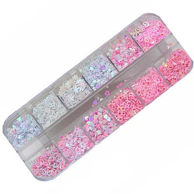 Flitterek Holografikus Holo Love Star Rózsaszín Fehér Nail Body Art Glitter Box Flitter Nails Paillette Flakes Dekorációs Manikűr eszközök