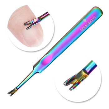 BORN PRETTY Цветна пинсета от неръждаема стомана Избутвач за кутикула за нокти Щипка за подстригване Ножица за премахване на мъртва кожа Инструмент за ноктопластика